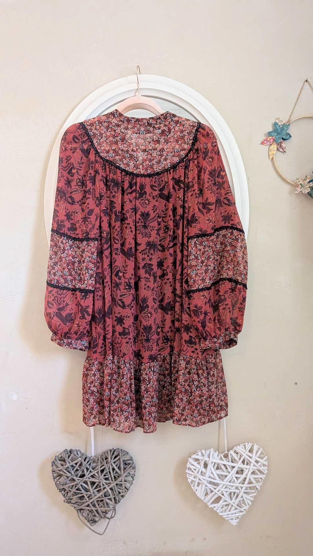 Robe courte rouge à motifs - ZARA - 40