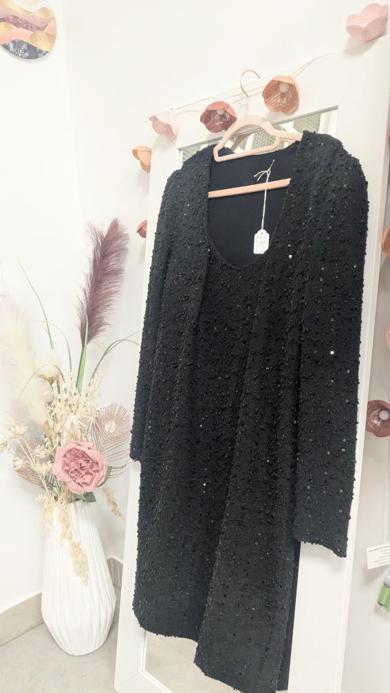 Robe courte noir à paillettes - Boutique indépendante  - 38/40