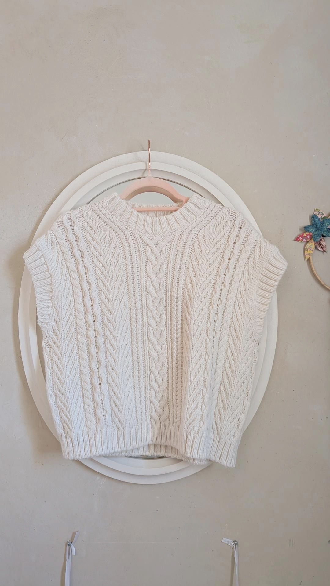 Pull sans manches blanc crème  - H&M - 38