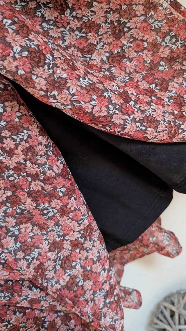 Robe courte rouge à motifs - ZARA - 40