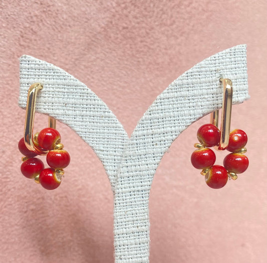 Bijoux Créoles céramique rouge - Création nantaise La Perleuse en Série - TU