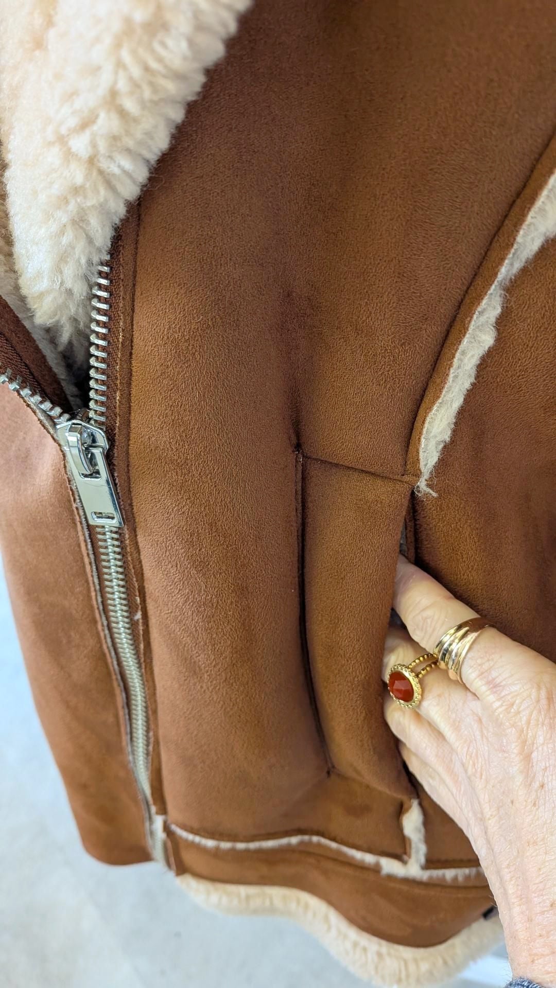 Veste chaude marron et beige - Kiabi - 46