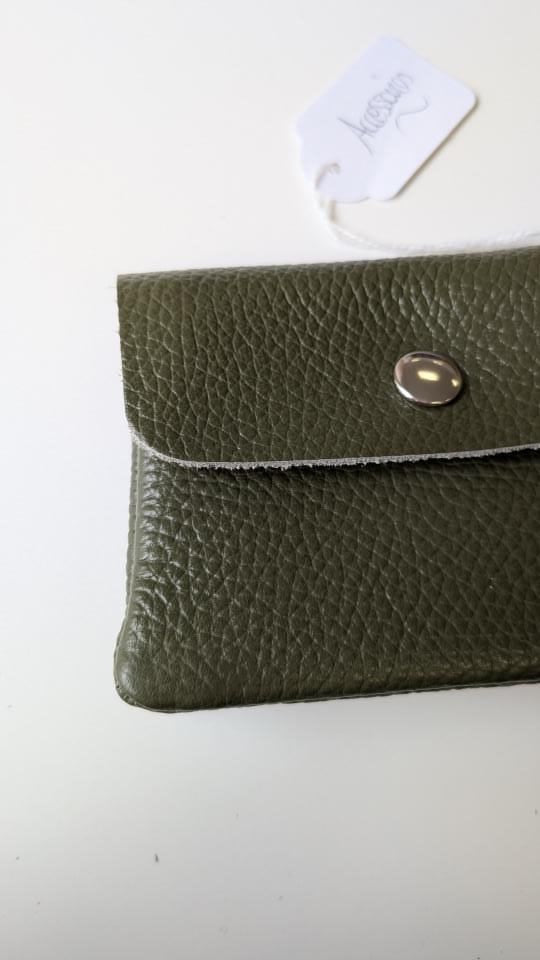 Porte-monnaie cuir Vert - Made in Italy - TU