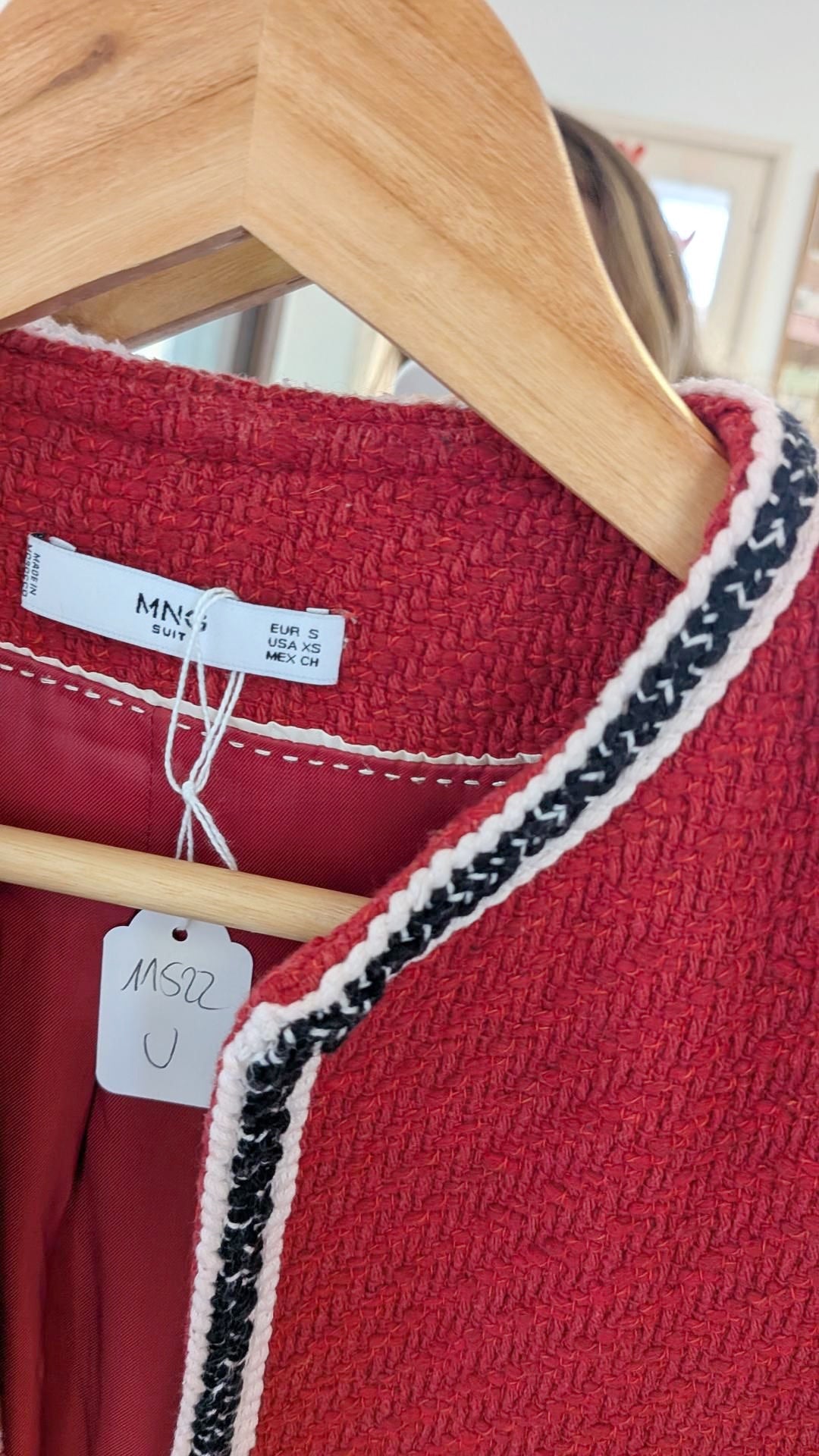 Veste rouge tressée - MANGO - 36