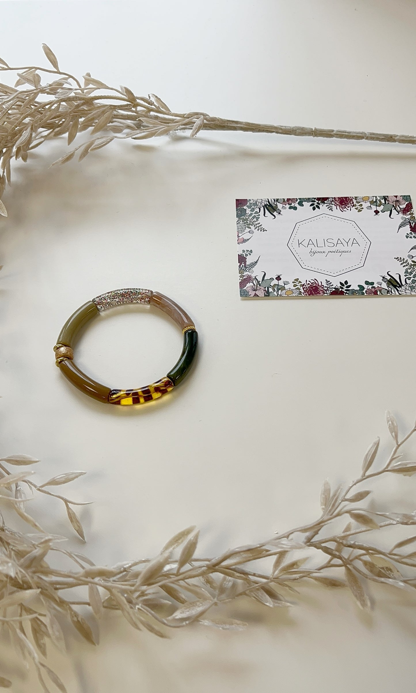 Bijoux Bracelet élastique taupe paillettes - Kalisaya - TU