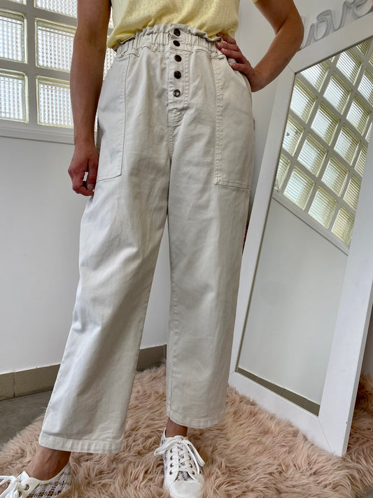 Pantalon taille haute crème - Hop - 40