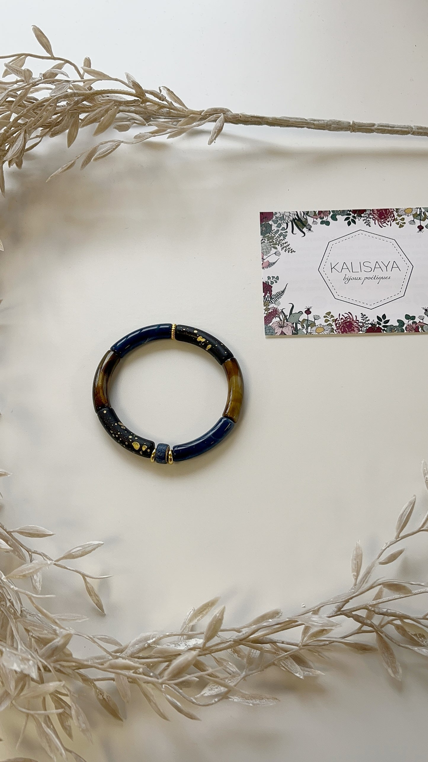 Bijoux Bracelet élastique nuit noir doré - Kalisaya   - TU