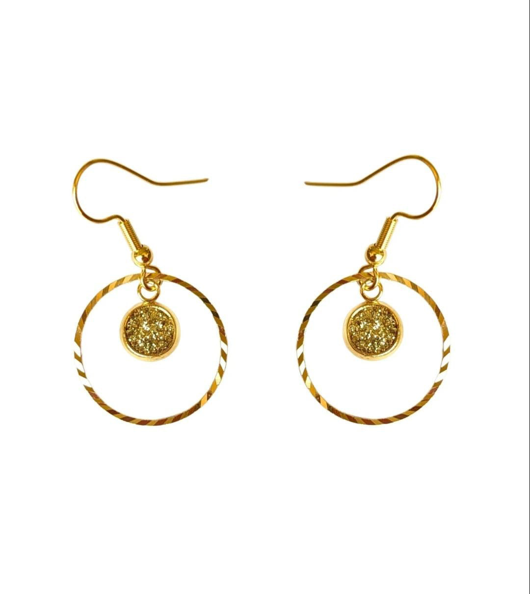 Bijoux Boucles d’oreilles Création Jeanne&Jo Paillettes Or