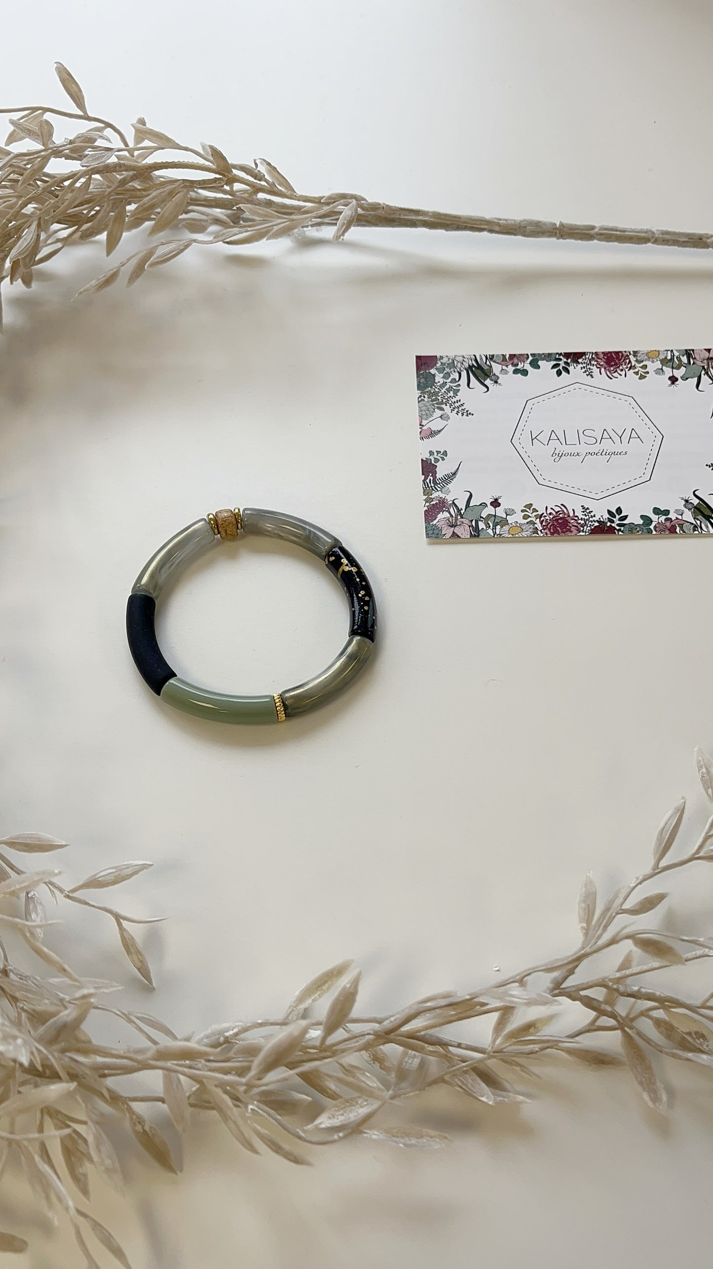 Bijoux Bracelet élastique souris noir mat  - Kalisaya  - TU