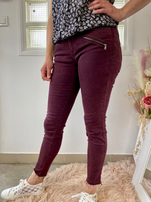 Jeans bordeaux chiné - Zara - 38