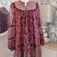 Robe courte rouge à motifs - ZARA - 40