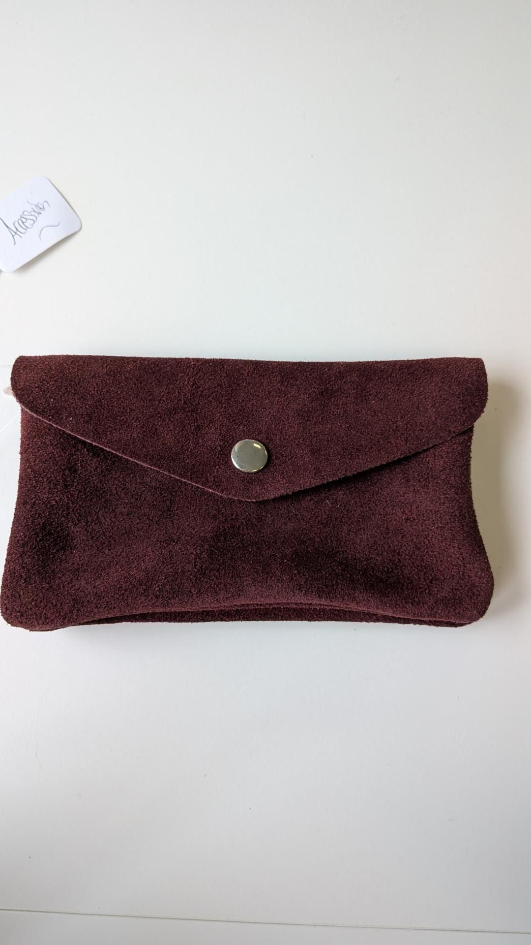 Porte-feuille cuir Bordeaux - Made in Italy - TU