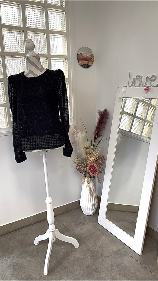 Blouse plumetis noir et doré - Emma Ella - 36
