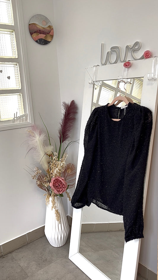 Blouse plumetis noir et doré - Emma Ella - 36