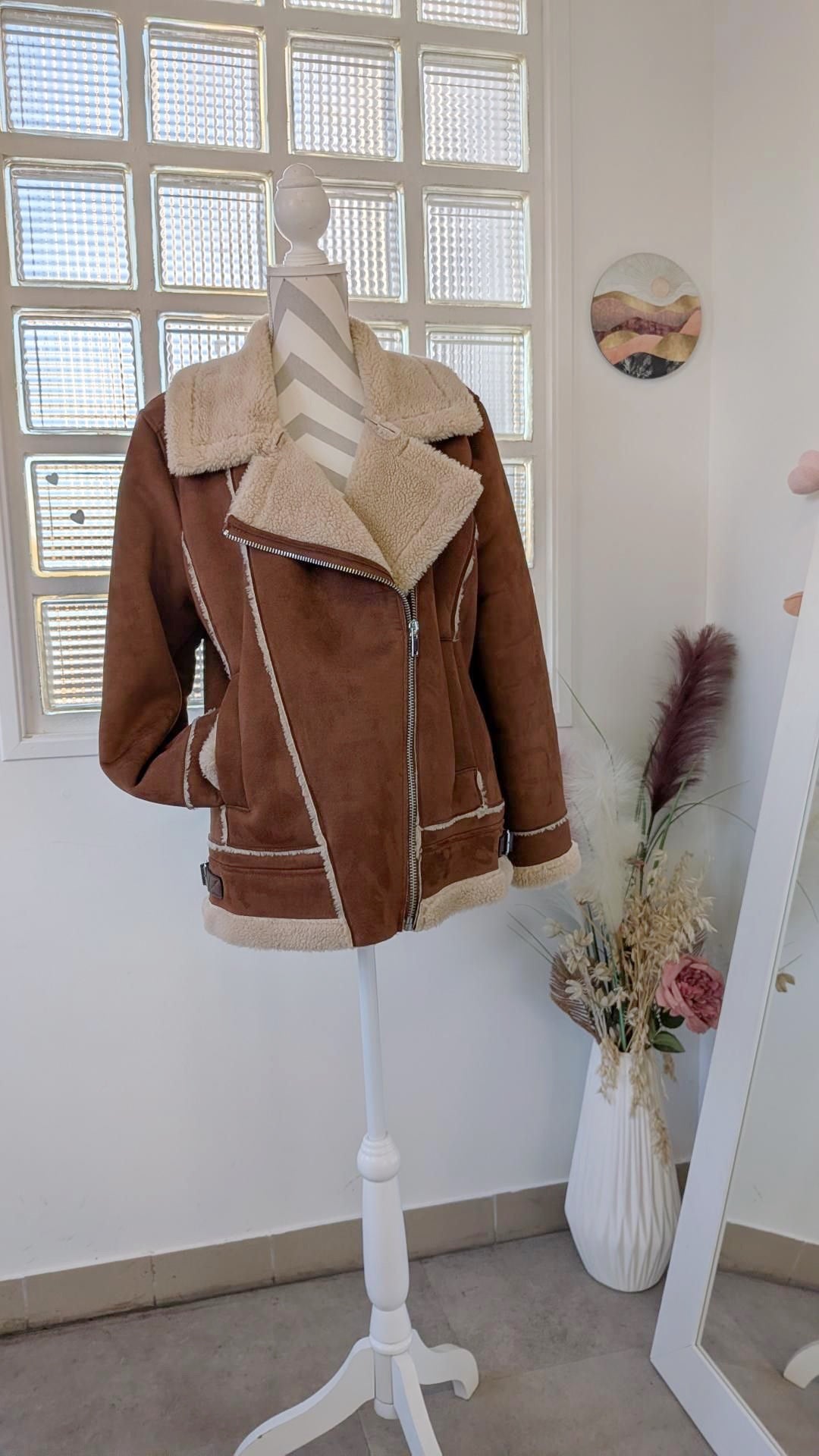 Veste chaude marron et beige - Kiabi - 46