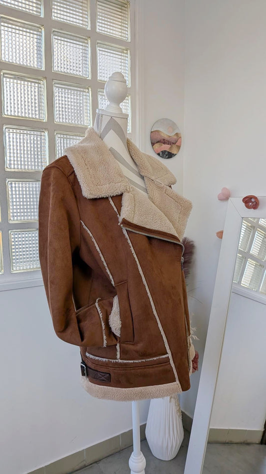 Veste chaude marron et beige - Kiabi - 46