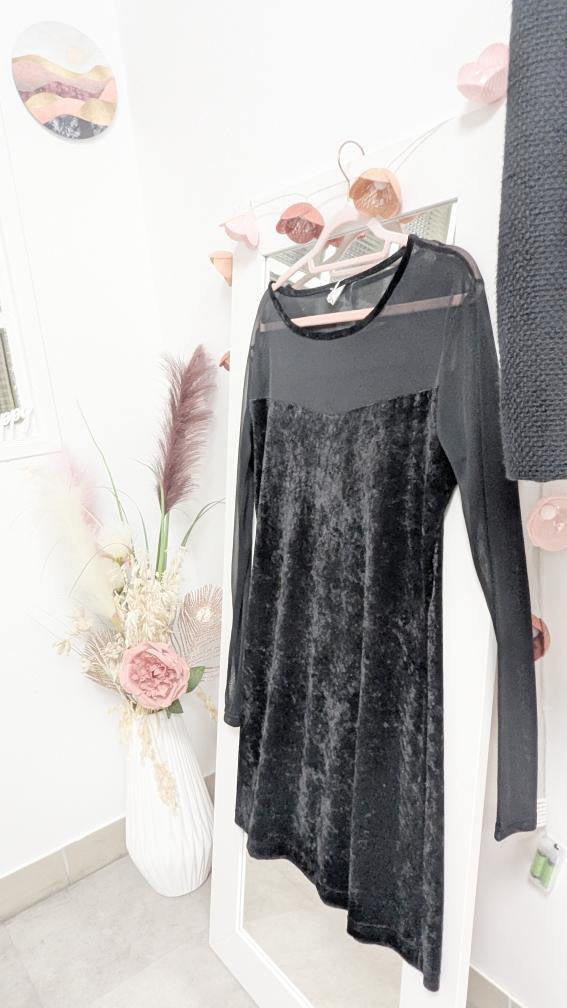 Robe courte noir velours - Boutique indépendante - 40