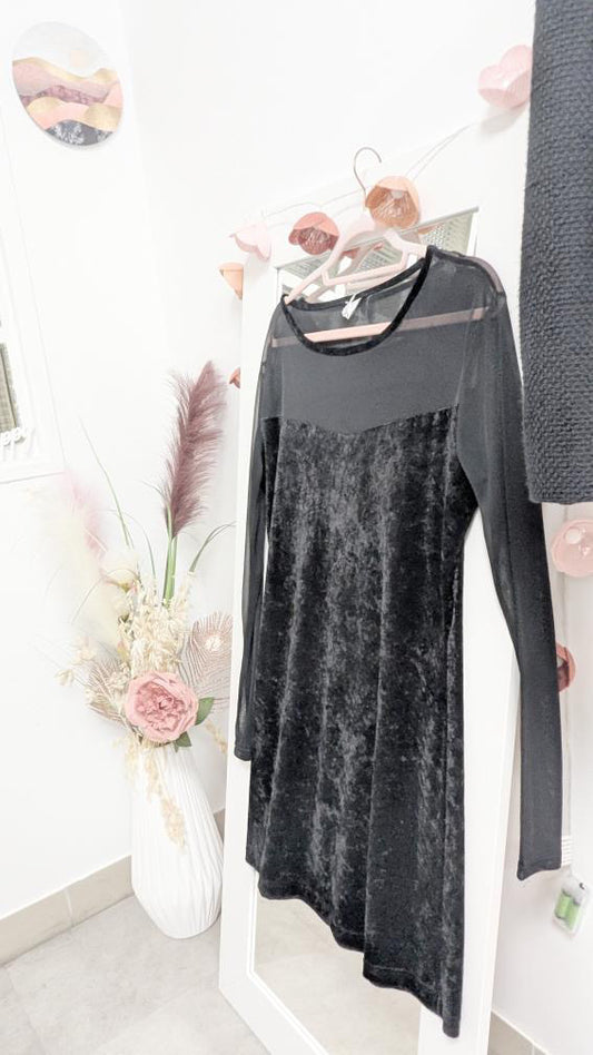 Robe courte noir velours - Boutique indépendante - 40