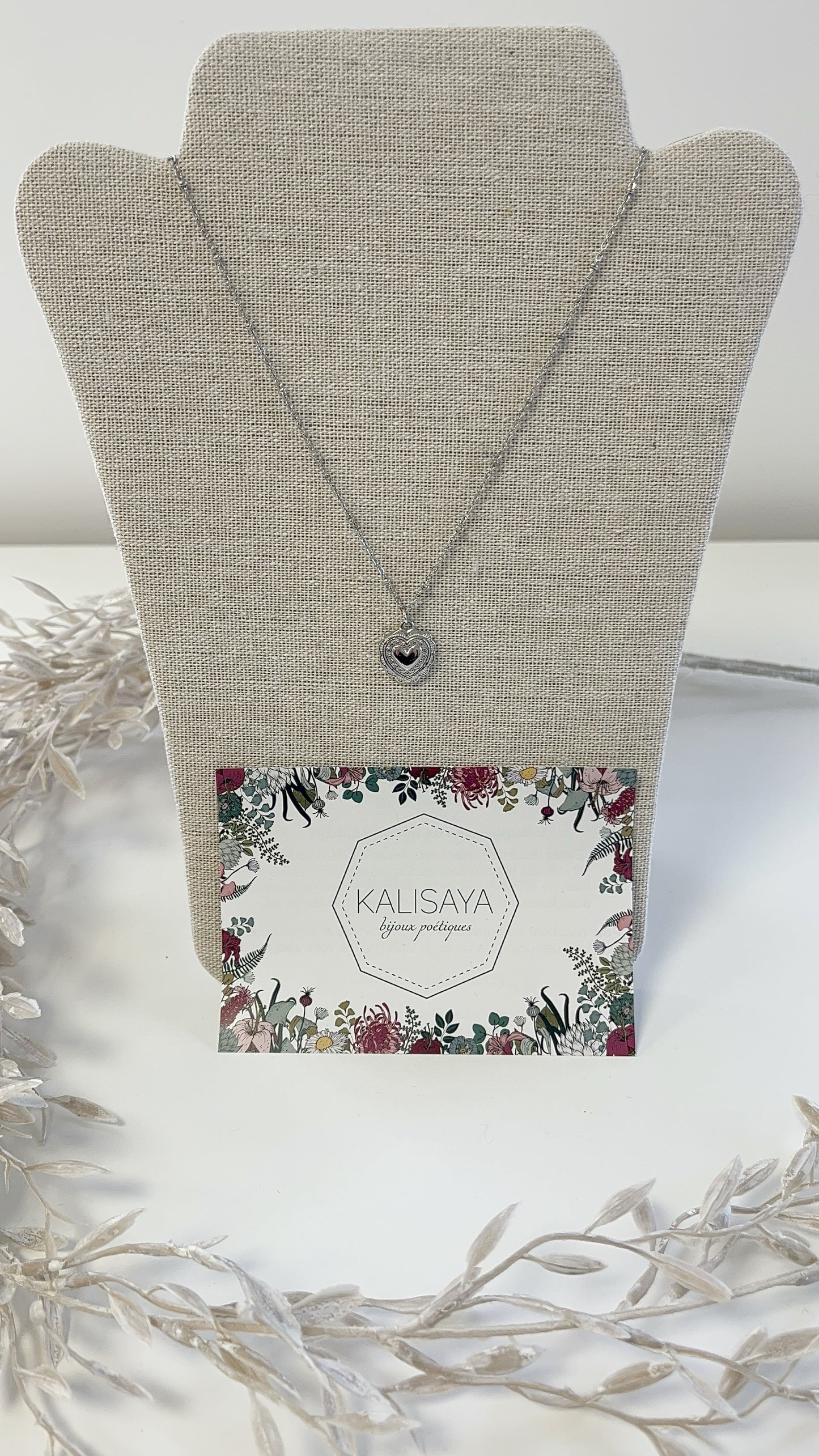 Bijoux Collier cœur argenté - Kalisaya - TU