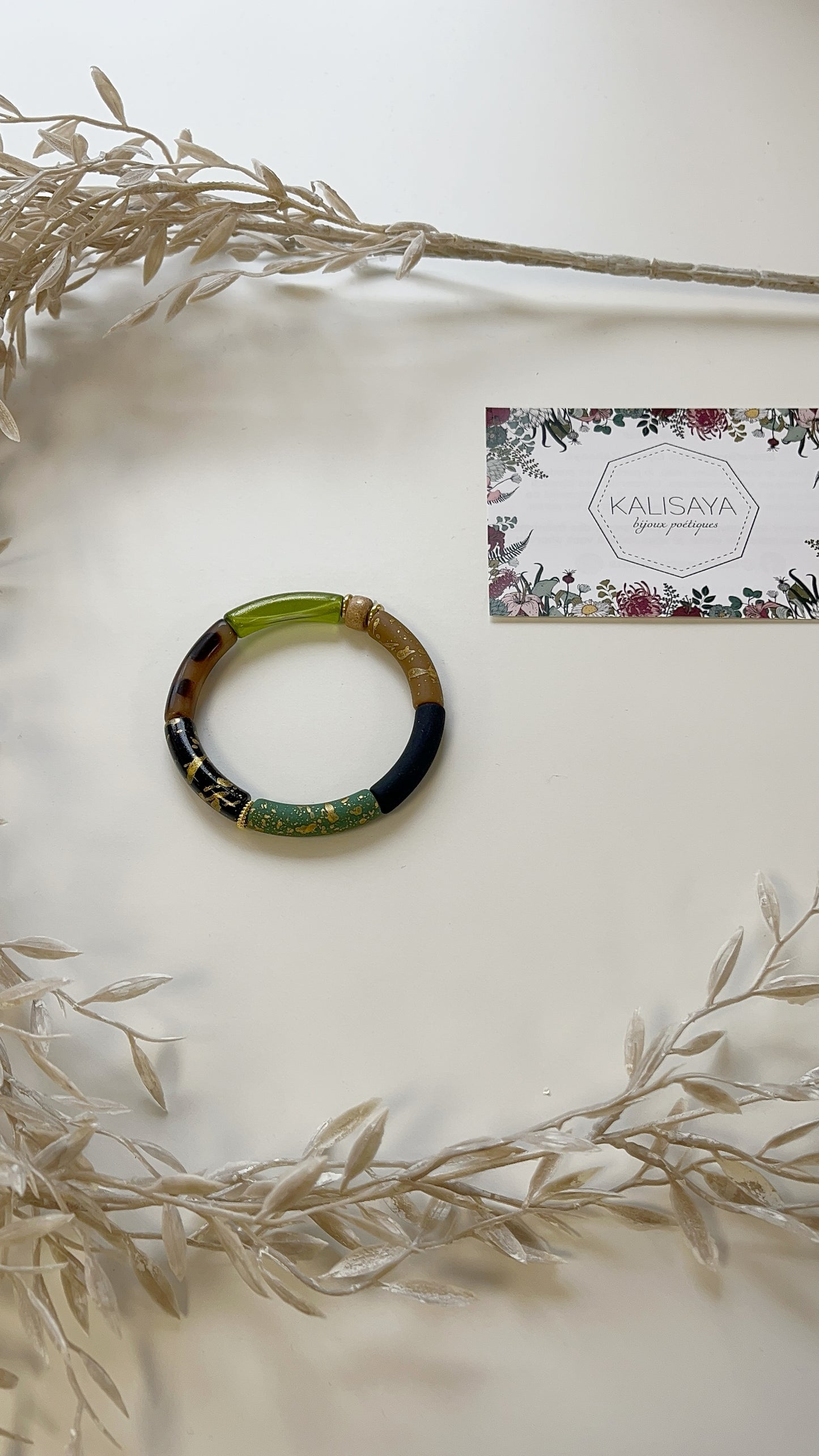 Bijoux Bracelet élastique Vert doré - Kalisaya   - TU