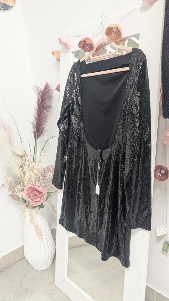 Robe courte noir sequins - Stradivarius - 38/40