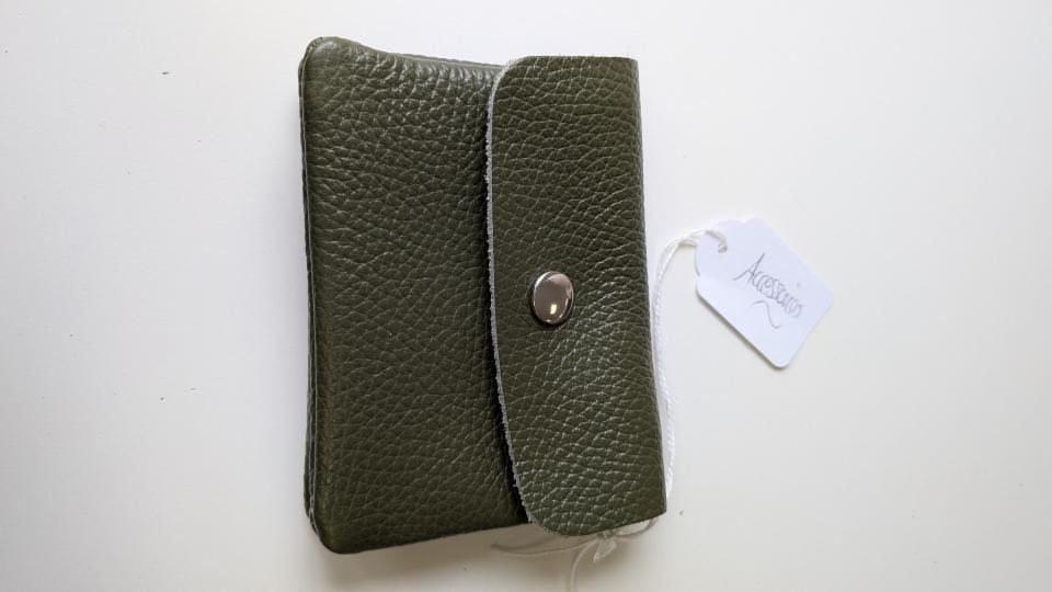 Porte-monnaie cuir Vert - Made in Italy - TU