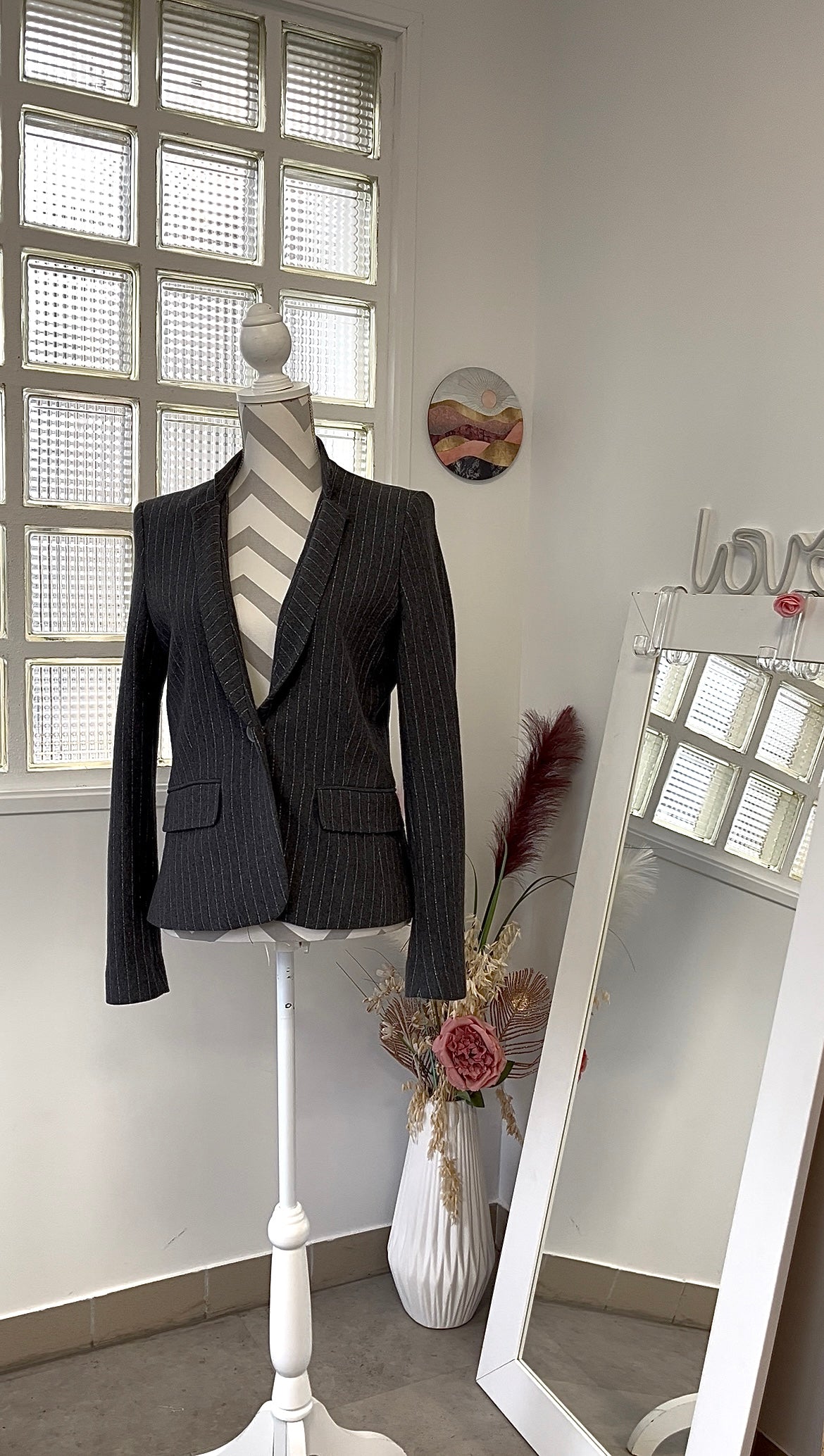 Blazer gris foncé rayé pailleté - More & More - 38