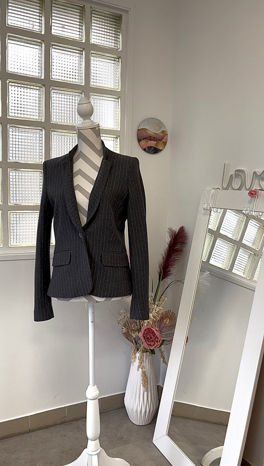 Blazer gris foncé rayé pailleté - More & More - 38
