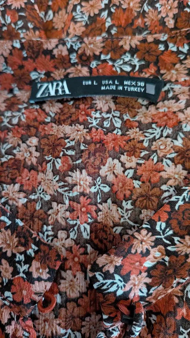 Robe courte rouge à motifs - ZARA - 40