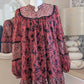 Robe courte rouge à motifs - ZARA - 40