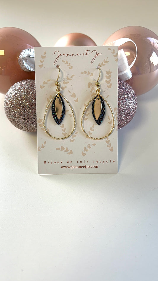 Bijoux Boucles d’oreilles Création Jeanne&Jo noir disco