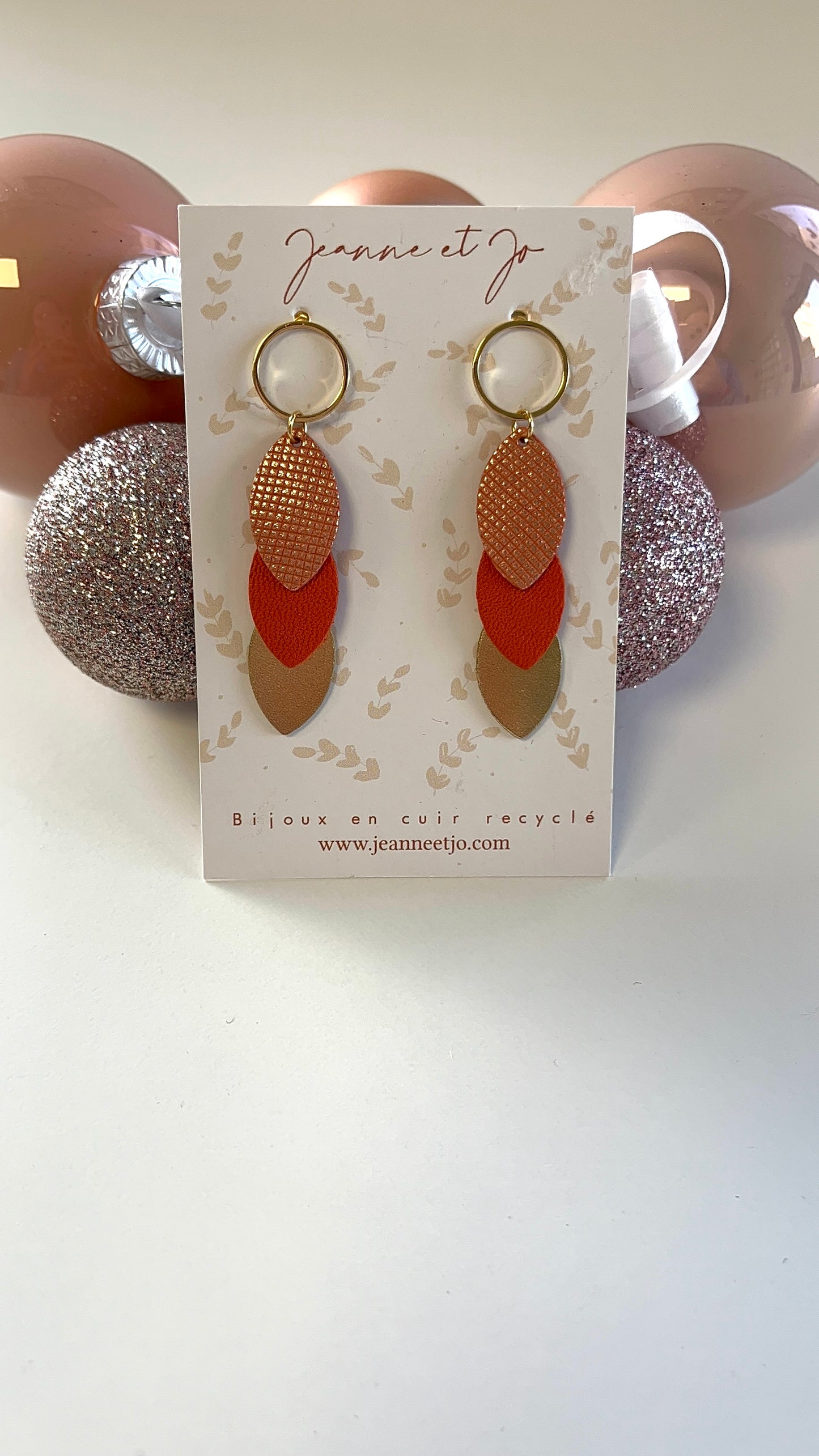 Bijoux Boucles d’oreilles Création Jeanne&Jo Saumon