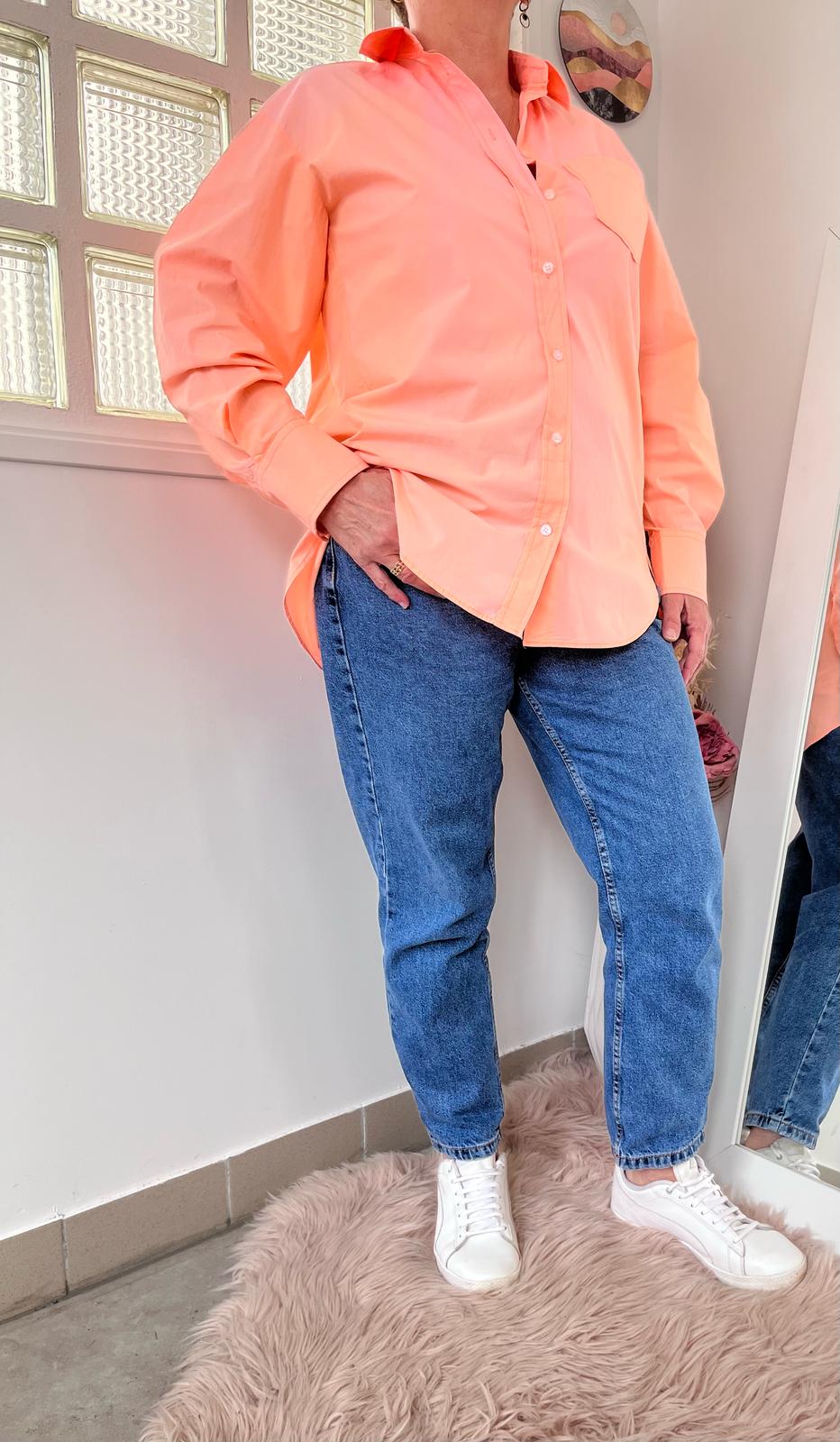 Chemise oversize fluo orange - Zara - 42