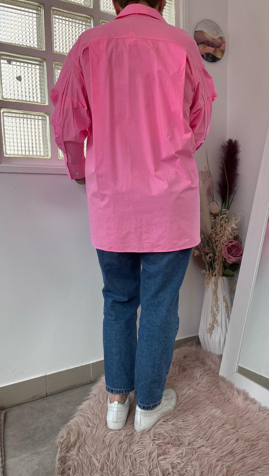Chemise loose rose fluo - Zara - 42