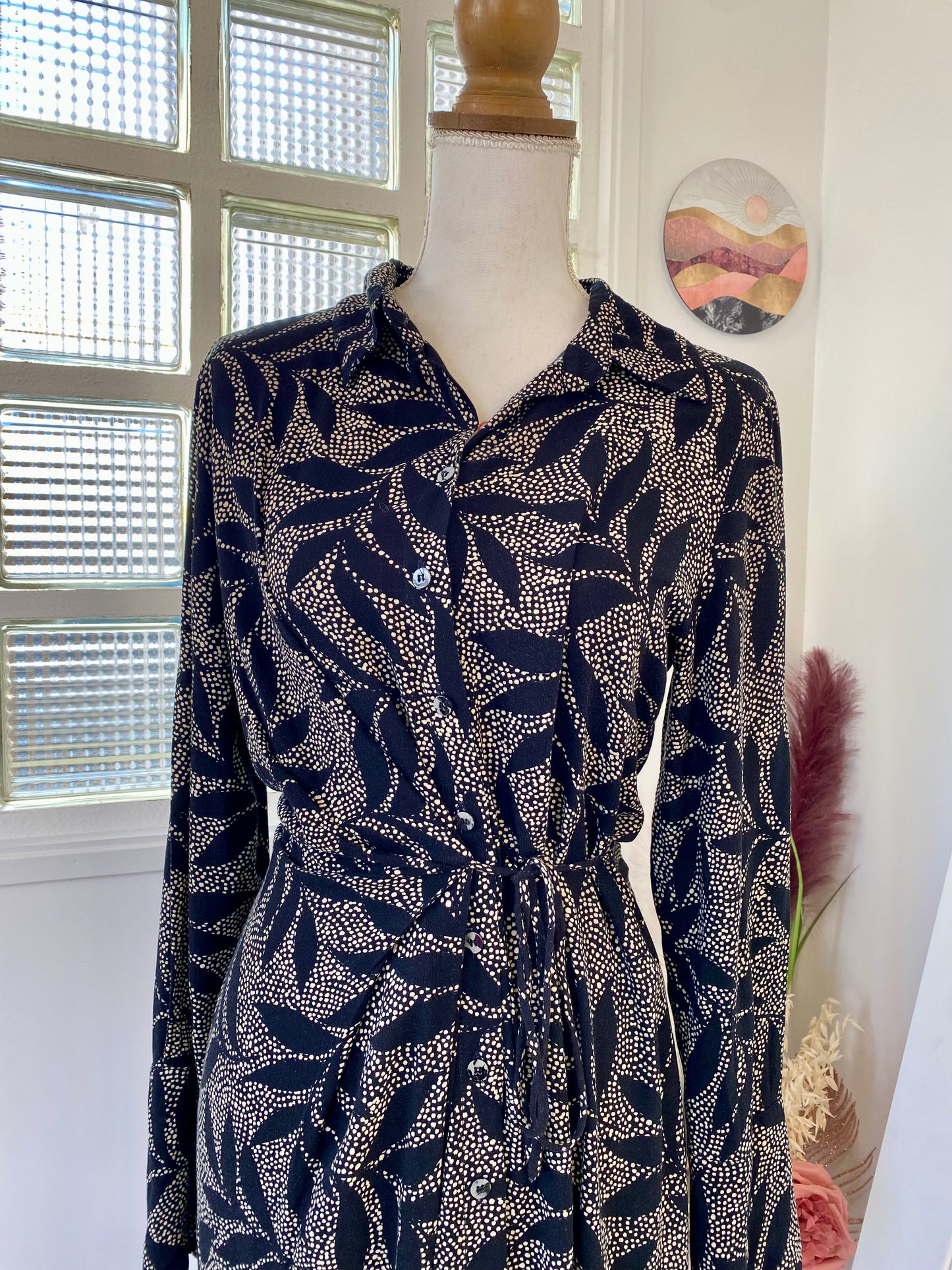 Robe longue noir à motifs - Orfeo - 38/40