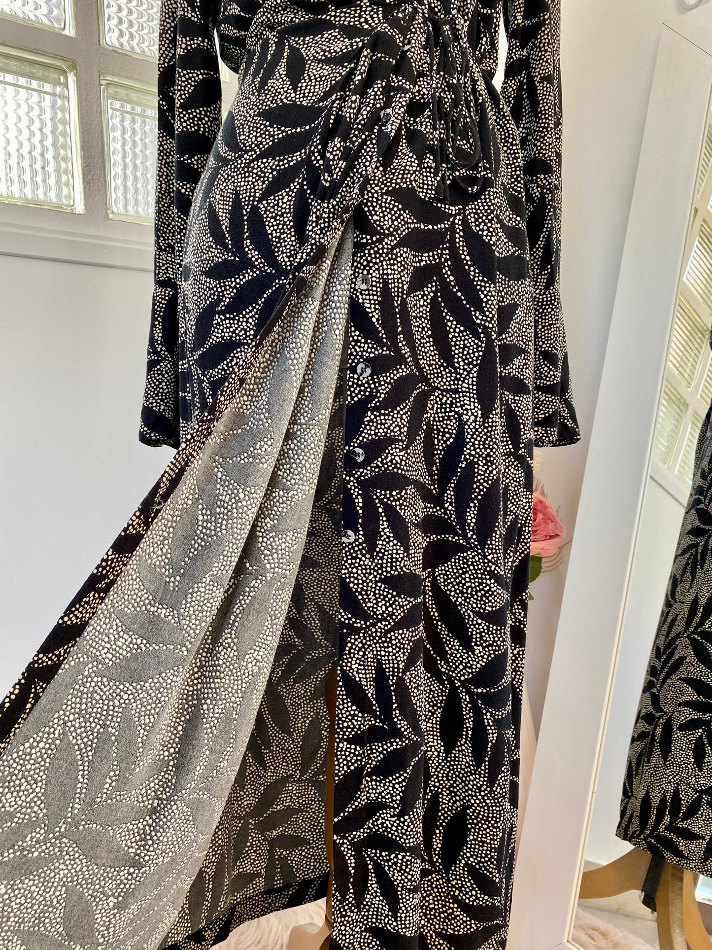 Robe longue noir à motifs - Orfeo - 38/40