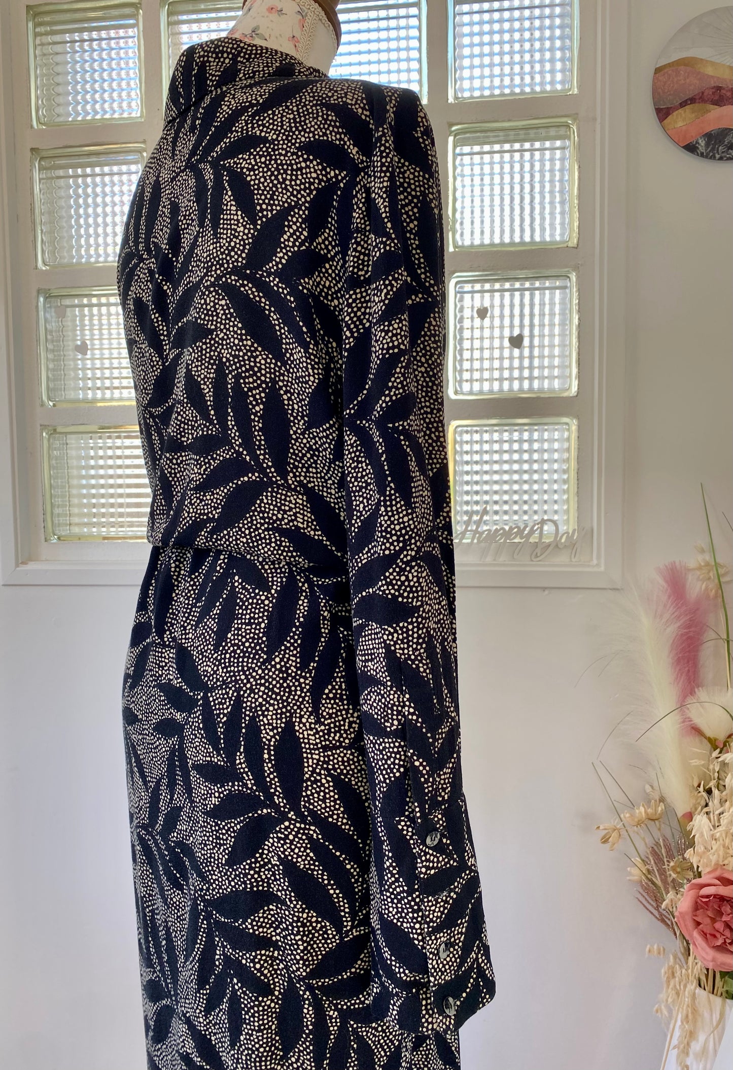 Robe longue noir à motifs - Orfeo - 38/40