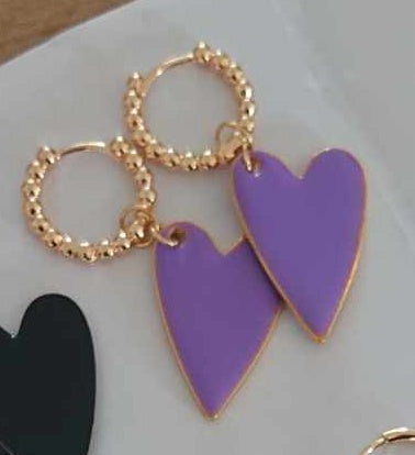 Bijoux Boucles d'oreilles Création coeurs Violet Lilas   -  La Perleuse en Série - TU