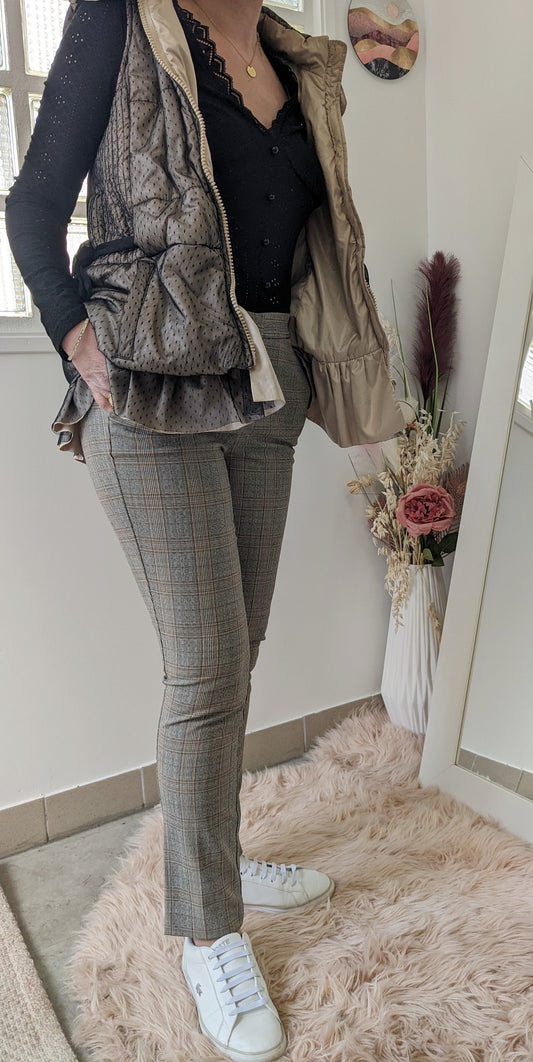 Pantalon confort à carreaux - Zara - 36