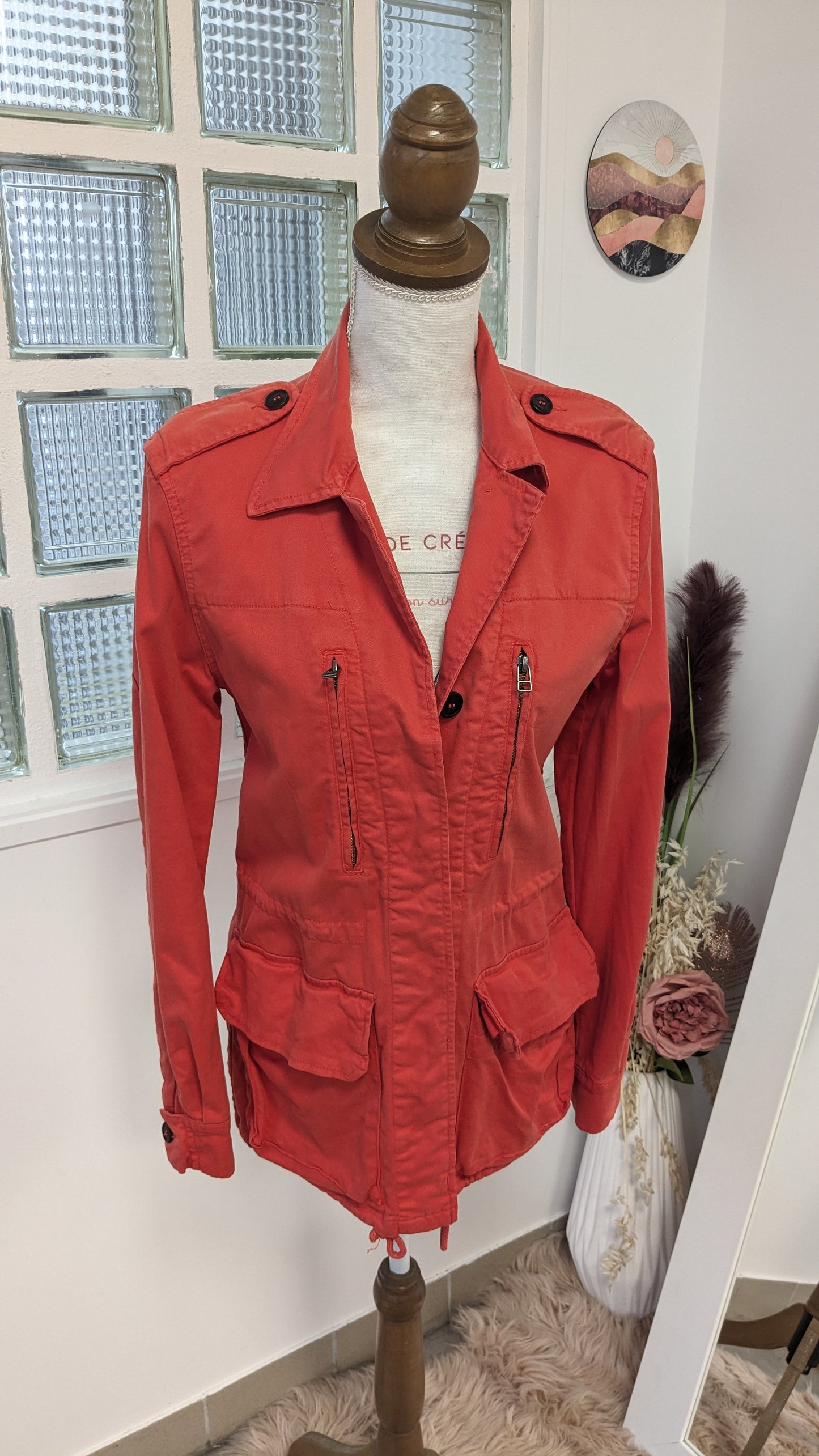 Veste trench corail - Zara - 36