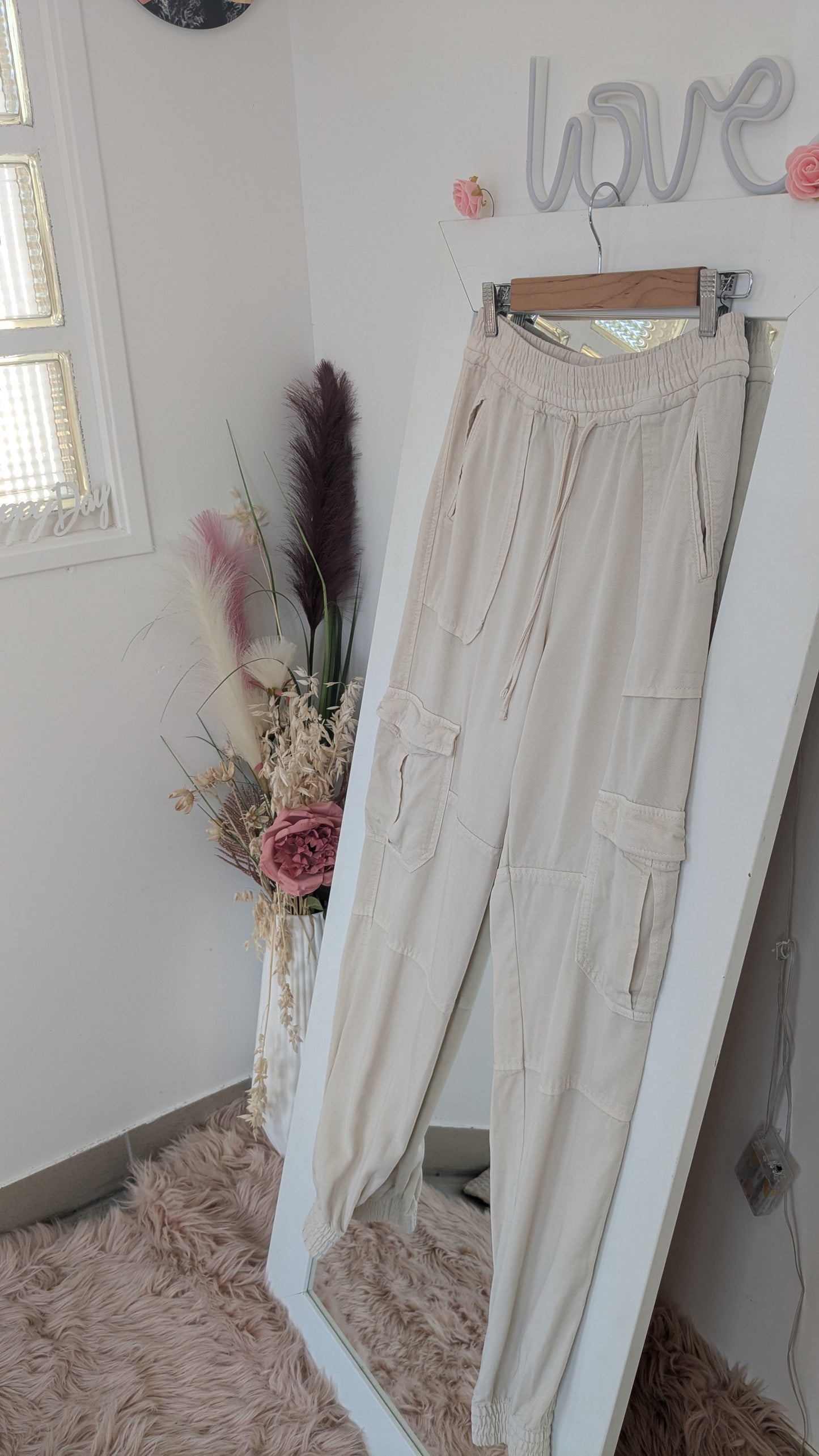 Pantalon cargo crème - H&M - 34/36