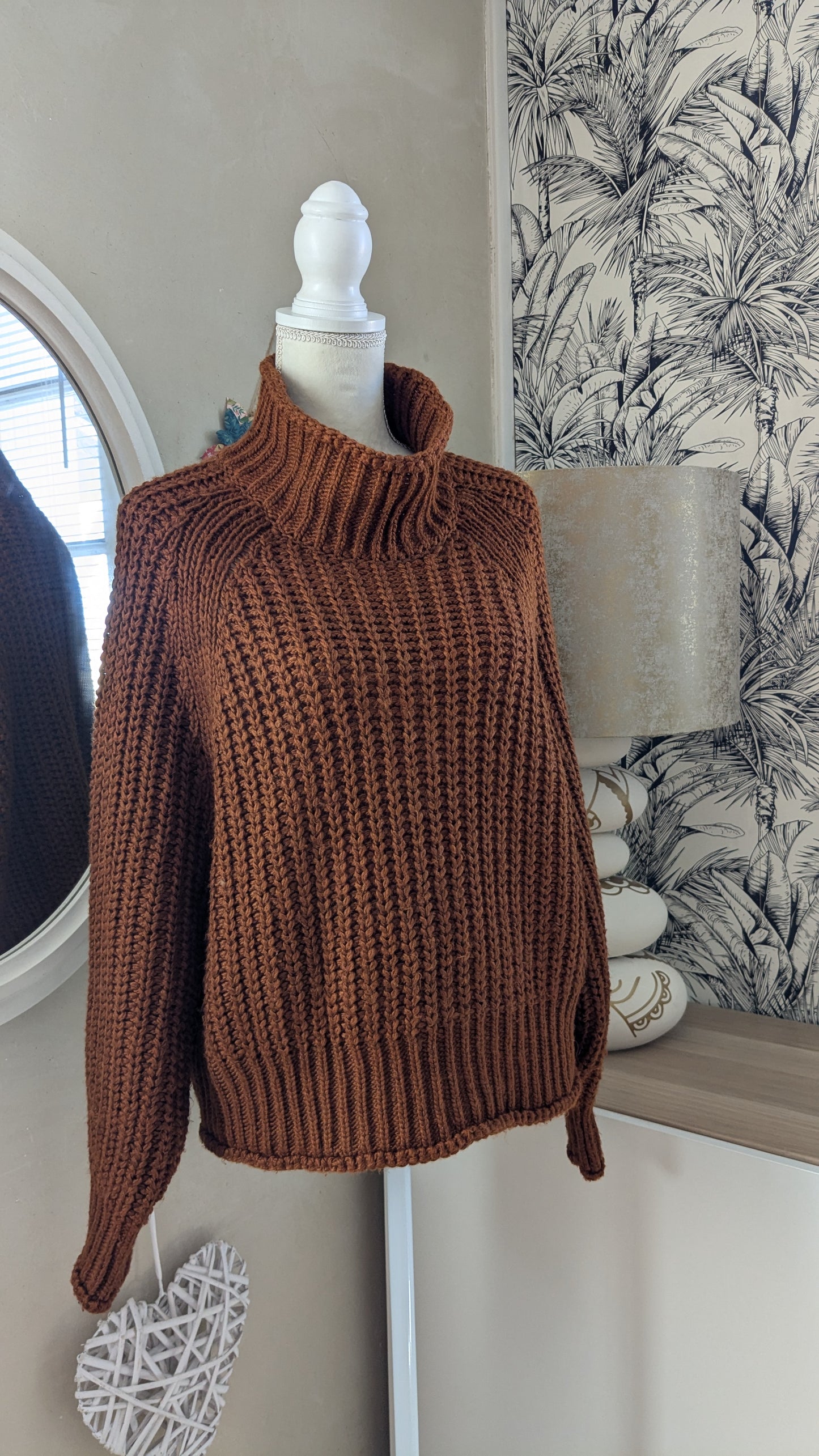 Pull marron col montant - H&M - 42