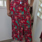 Robe longue rouge tropical - 46