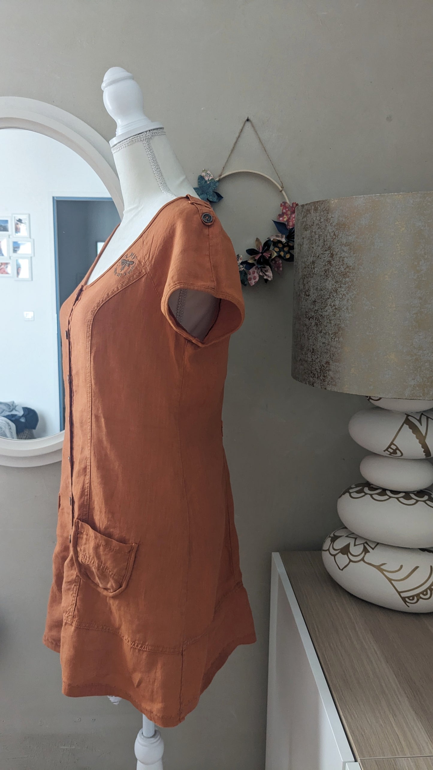 Robe lin brique - La mode est à vous - 38