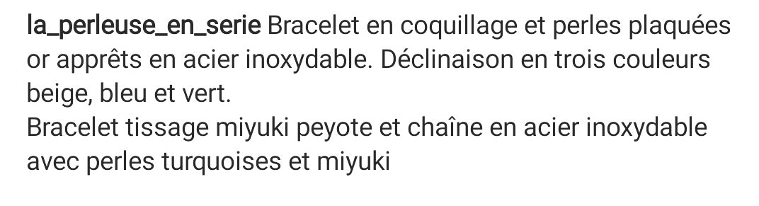 Bijoux Bracelet nacre - Création nantaise La Perleuse en série - TU