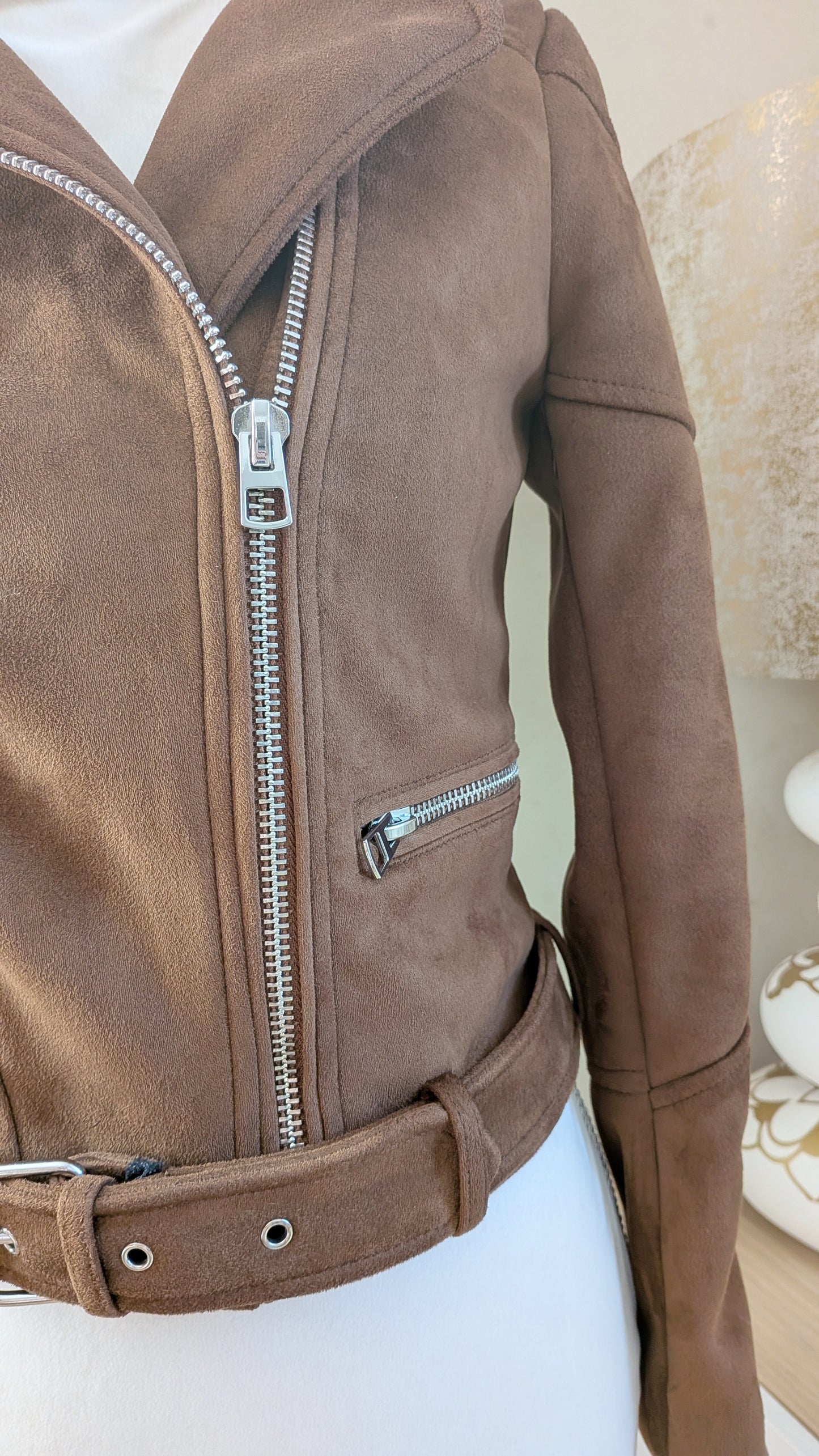 Perfecto suédine chocolat - Zara - 34/36