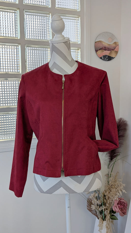 Veste courte suédine rouge - Anne Kelly - 42