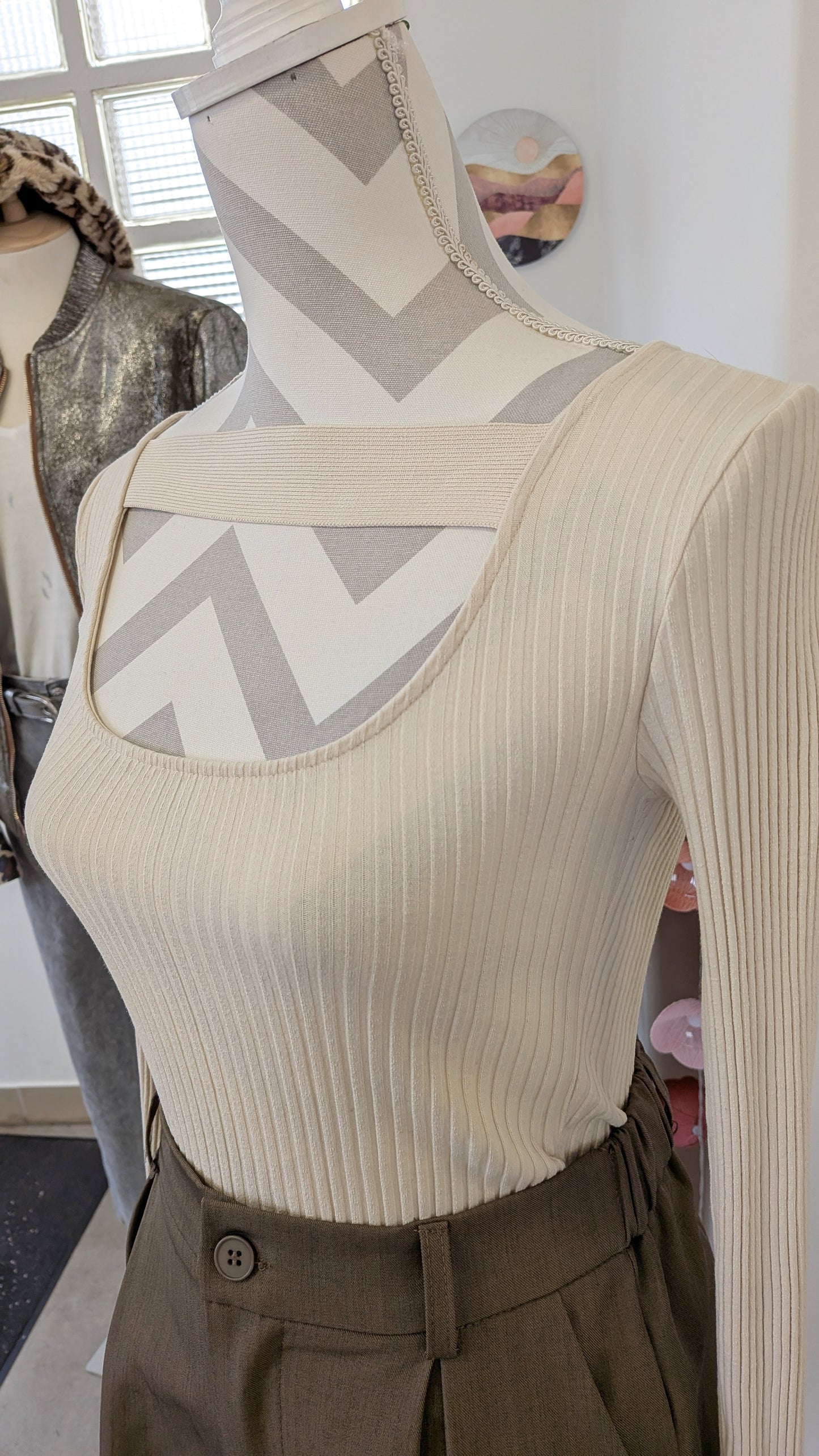 Pull crème cotelé detail - Zara - 36/38