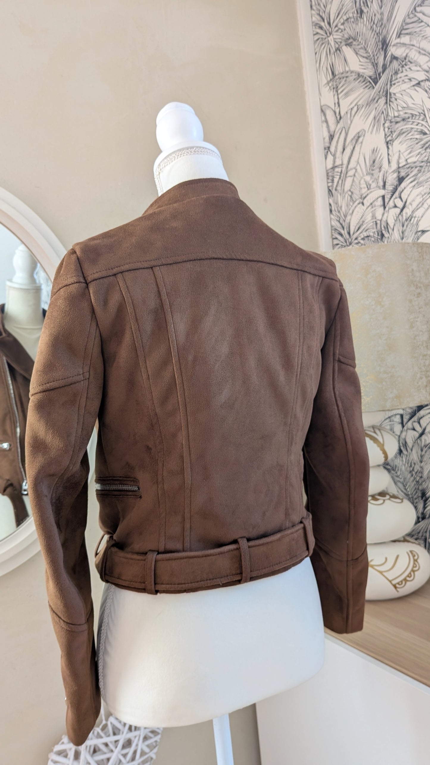 Perfecto suédine chocolat - Zara - 34/36