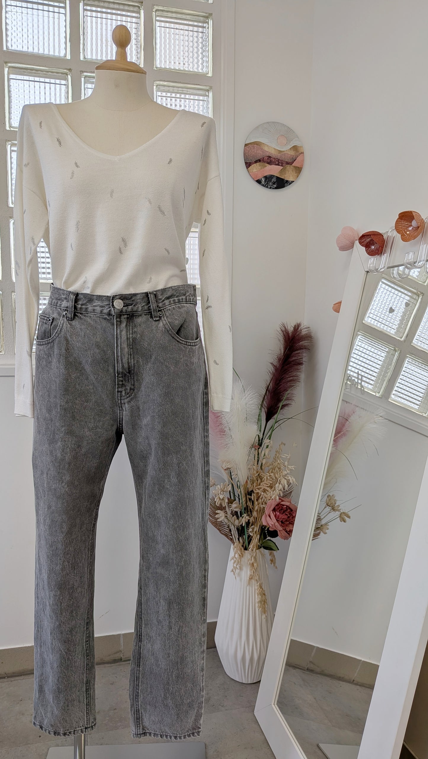 Jeans mom gris - Pull & Bear - 40